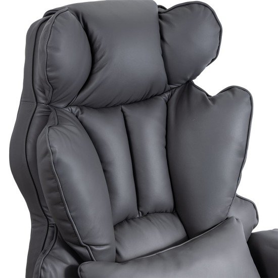 Scaun directorial gri OFF 413 cu suport picioare – piele ecologică