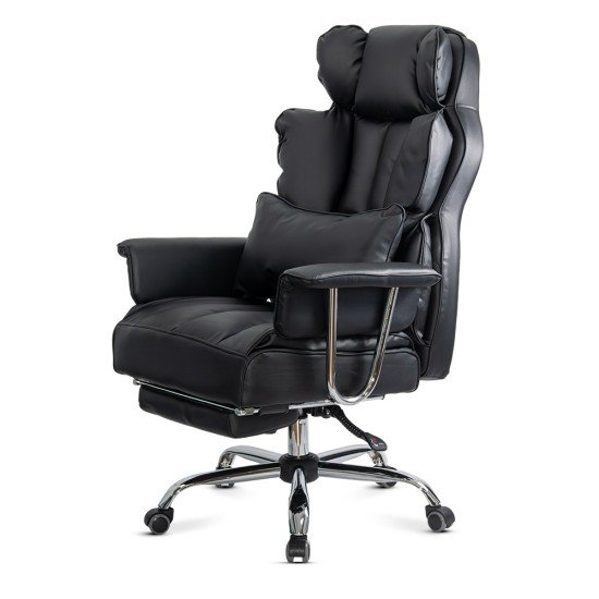 Black executive chair OFF 413 made of eco-leather with footrest