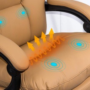 Scaun de birou cu masaj din piele ecologică și cu încălzire în șezut OFF 414 bej