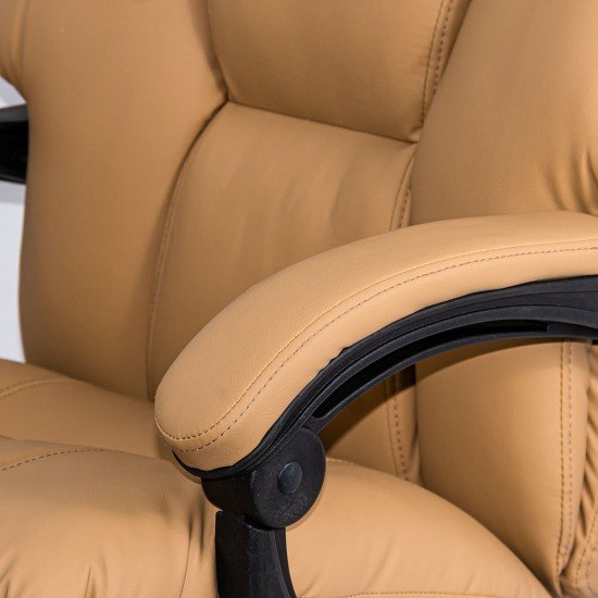 Scaun de birou cu masaj din piele ecologică și cu încălzire OFF 414 bej