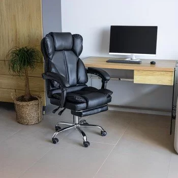 Scaun directorial cu suport de picioare OFF 415 negru