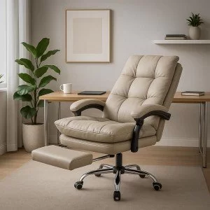 Scaun directorial gri din piele ecologica, reglabil pe inaltime OFF 417