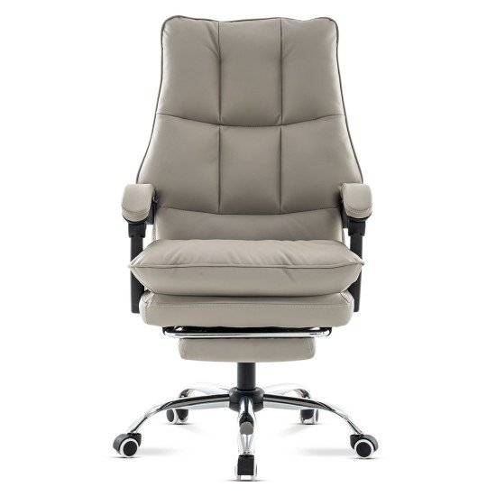 Scaun directorial gri din piele ecologica, reglabil pe inaltime OFF 417