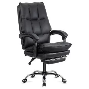 Scaun directorial negru din piele ecologica, cu suport de picioare, rabatabil si elegant OFF 417