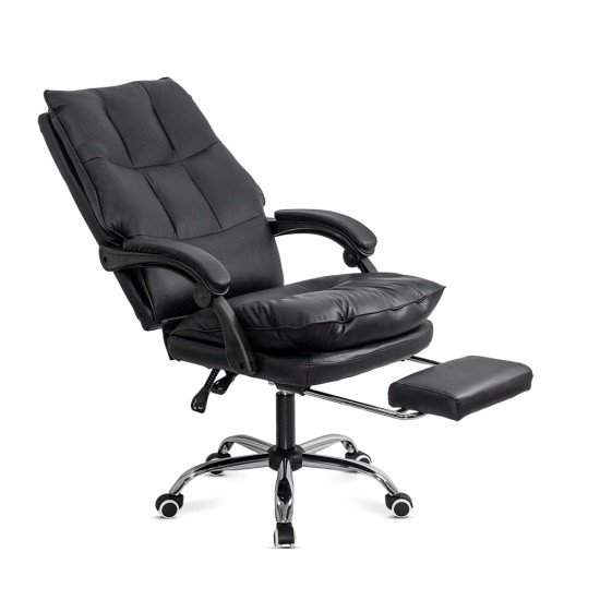 Black executive chair made of eco-leather, with footrest, foldable and comfortable OFF 417