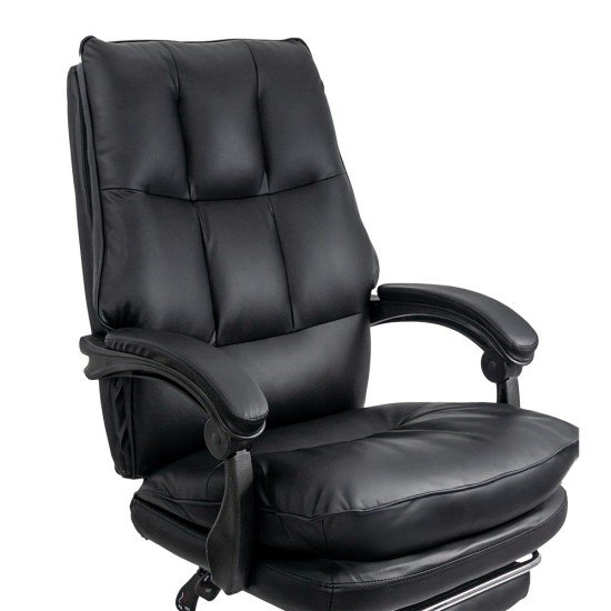 Black executive chair made of eco-leather, with footrest, foldable and comfortable OFF 417