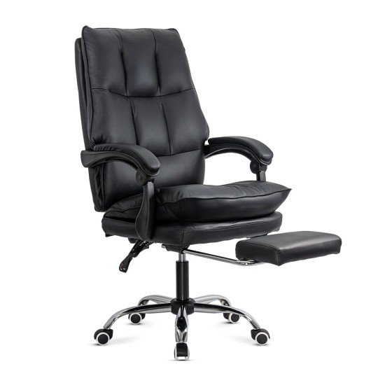 Black executive chair made of eco-leather, with footrest, foldable and comfortable OFF 417