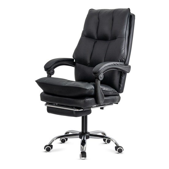 Black executive chair made of eco-leather, with footrest, foldable and comfortable OFF 417