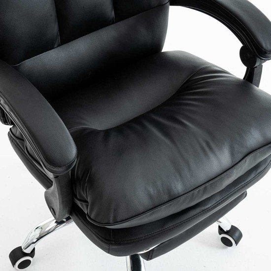 Black executive chair made of eco-leather, with footrest, foldable and comfortable OFF 417
