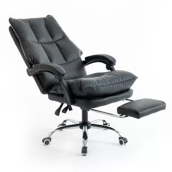 Scaun directorial negru din piele ecologica, cu suport de picioare, rabatabil si elegant OFF 417