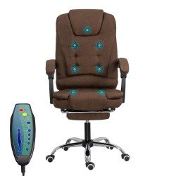 Scaun directorial maro din stofa cu 7 puncte masaj si suport de picioare OFF 4181M