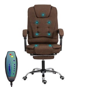 OFF 4181M brown fabric executive chair with 7-point massage and footrest OFF 4181M brown fabric executive chair with 7-point massage and footrest