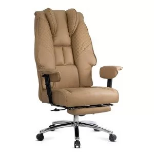 Scaun directorial bej din piele ecologica cu baza metalica OFF 421