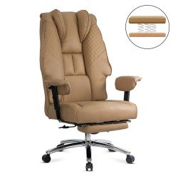 Scaun directorial bej din piele ecologica cu baza metalica OFF 421 Scaun directorial bej din piele ecologica cu baza metalica OFF 421