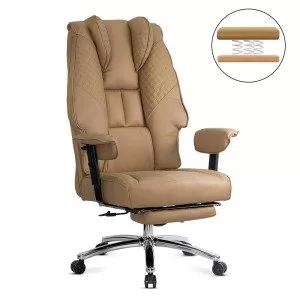 Scaun directorial bej din piele ecologica cu baza metalica OFF 421