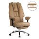 Scaun directorial bej din piele ecologica cu baza metalica OFF 421 Scaun directorial bej din piele ecologica cu baza metalica OFF 421