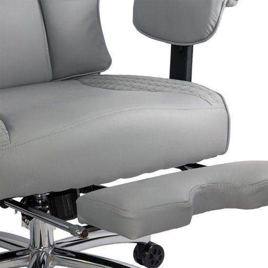 Scaun directorial gri OFF 421 rezistent pana la 150 kg cu suport pentru picioare