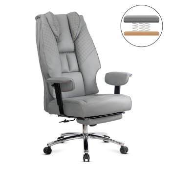 Scaun directorial gri rezistent pana la 150 kg cu suport pentru picioare OFF 421