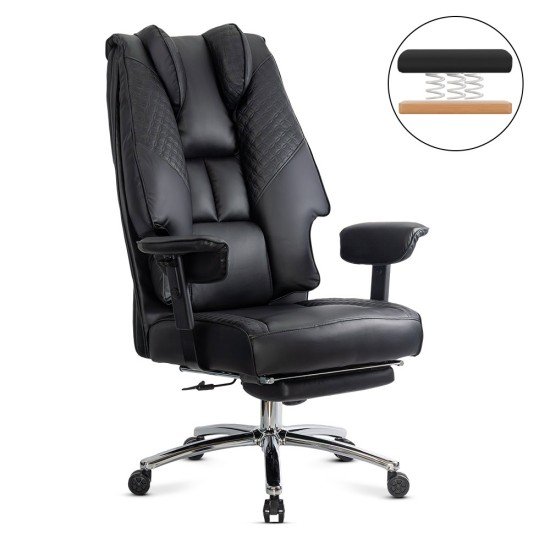OFF 421 black executive chair made of eco-leather with adjustable arms and spring seat