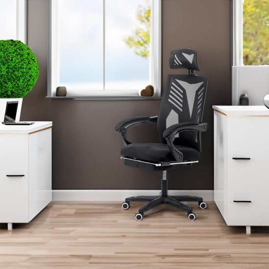Office chair for mesh gaming and footrest OFF 427 black Office chair for mesh gaming and footrest OFF 427 black