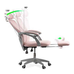 Mesh office chair with headrest and footrest OFF 430 pink Mesh office chair with headrest and footrest OFF 430 pink