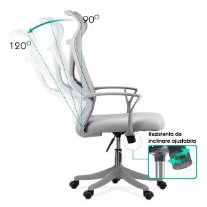 Scaun de birou din mesh reglabil pe inaltime OFF 431 gri deschis