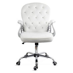 Scaun de birou din catifea reglabil pe inaltime si cotiere captusite OFF 437 alb