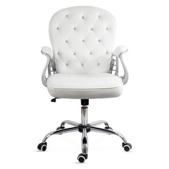 Scaun de birou din catifea reglabil pe inaltime si cotiere captusite OFF 437 alb