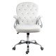 Scaun de birou din catifea reglabil pe inaltime si cotiere captusite OFF 437 alb