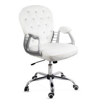 Scaun de birou din catifea reglabil pe inaltime si cotiere captusite OFF 437 alb