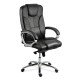 Scaun directorial negru OFF 5860  din piele naturala, confortabil, reglabil, cu baza cromata Scaun directorial negru OFF 5860  din piele naturala, confortabil, reglabil, cu baza cromata