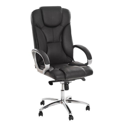 Scaun directorial din piele naturala off 5860 negru