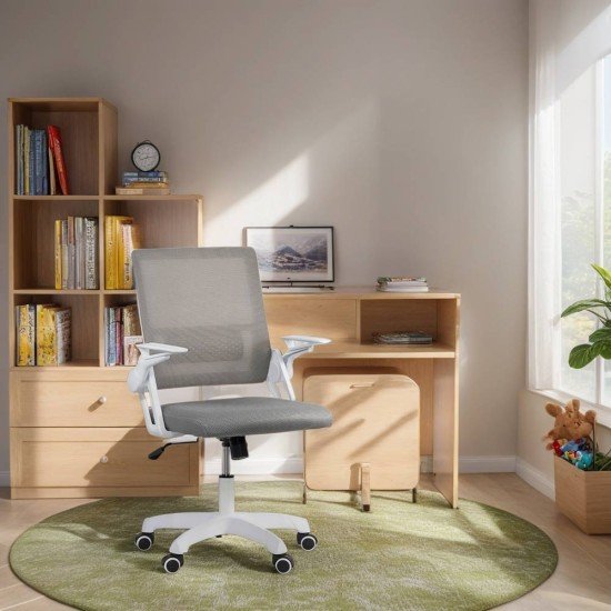 Office chair with breathable mesh and folding armrests OFF 6261 grey