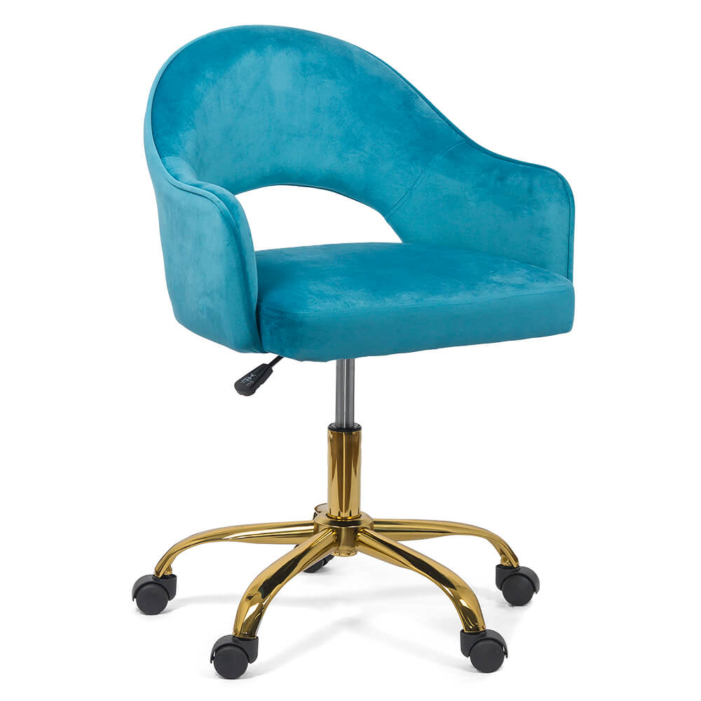 Velvet office chair with golden base OFF 640 light blue