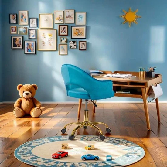 Scaun birou catifea OFF 640 bleu