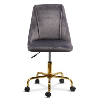 Scaun de birou elegant din catifea si baza aurie OFF 642 gri