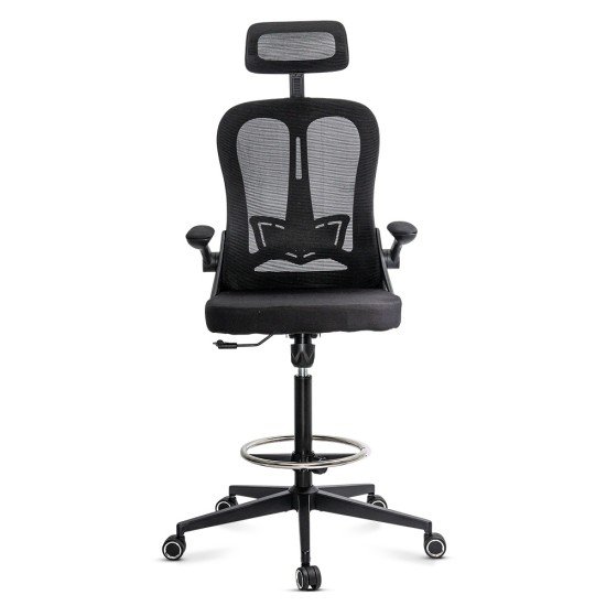 Scaun ergonomic de lucru negru din mesh cu suport picioare reglabil OFF 650