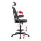 Scaun ergonomic de lucru negru din mesh cu suport picioare reglabil OFF 650