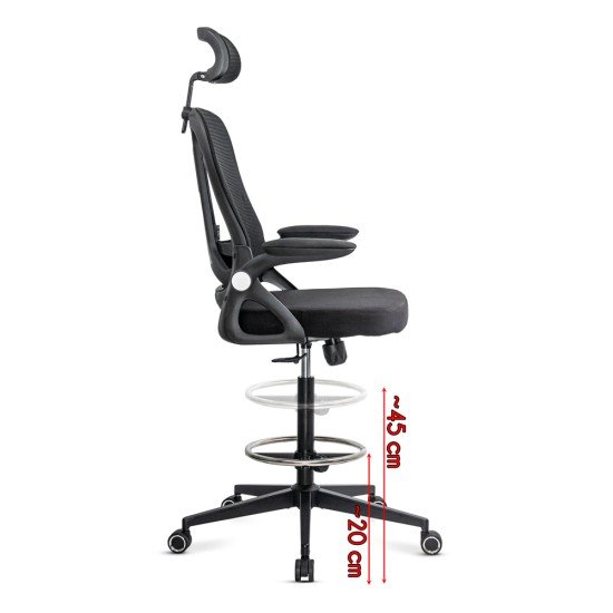 Scaun ergonomic de lucru negru din mesh cu suport picioare reglabil OFF 650