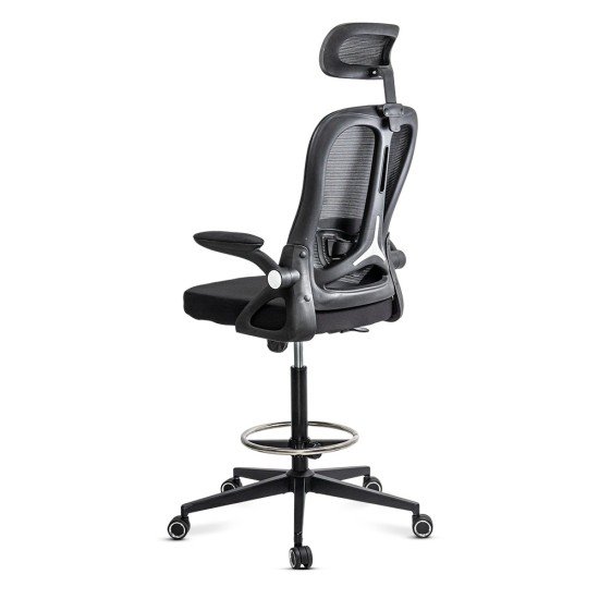 Scaun ergonomic de lucru negru din mesh cu suport picioare reglabil OFF 650