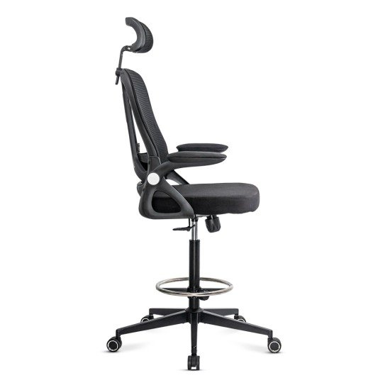 Scaun ergonomic de lucru negru din mesh cu suport picioare reglabil OFF 650