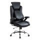 OFF 651 black executive chair made of eco-leather with lumbar support and adjustable headrest