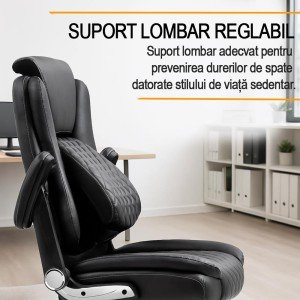OFF 651 black executive chair made of eco-leather with lumbar support and adjustable headrest OFF 651 black executive chair made of eco-leather with lumbar support and adjustable headrest