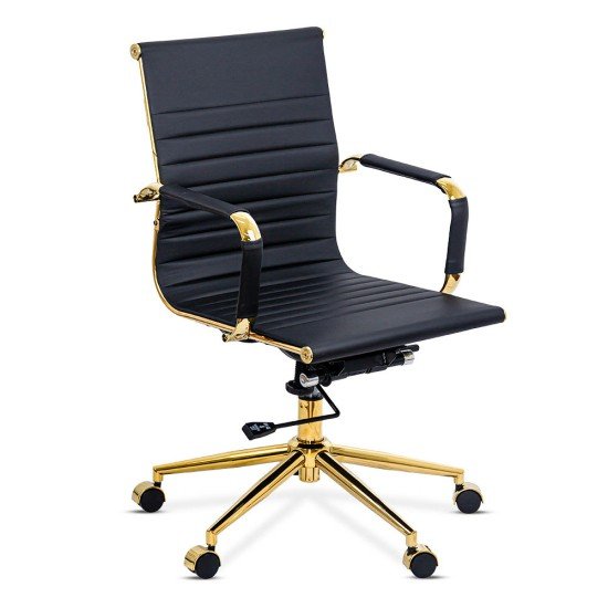 Office chair with wheels, arms and golden frame, modern and swivel OFF 802A