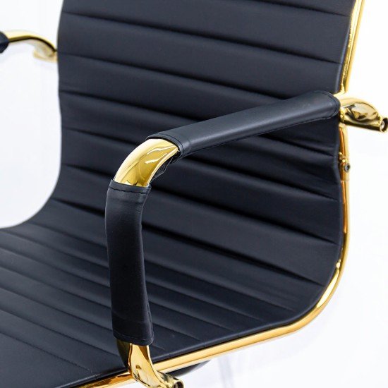 Office chair with wheels, arms and golden frame, modern and swivel OFF 802A