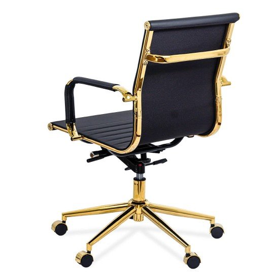 Office chair with wheels, arms and golden frame, modern and swivel OFF 802A