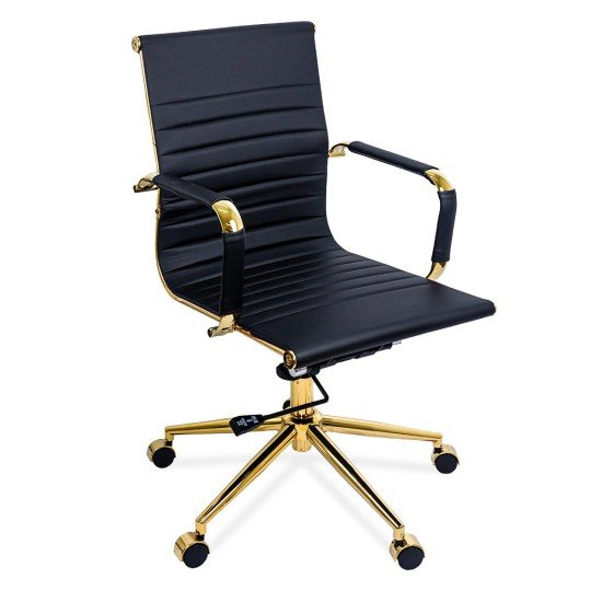 Office chair with wheels, arms and golden frame, modern and swivel OFF 802A