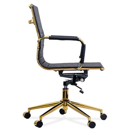 Office chair with wheels, arms and golden frame, modern and swivel OFF 802A