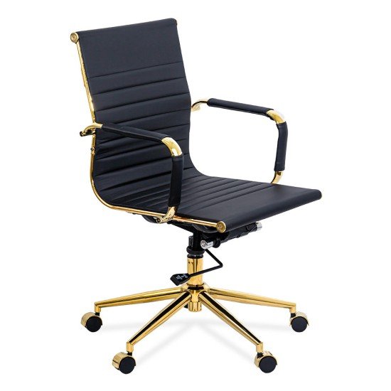 Office chair with wheels, arms and golden frame, modern and swivel OFF 802A