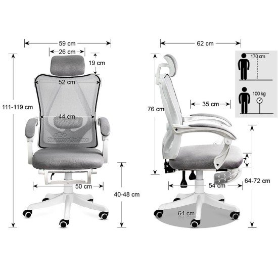Scaun de birou ergonomic din mesh OFF 829 gri